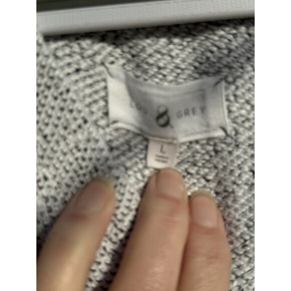 Lou & Grey Womens LG Soft Gray/Wt Pullover Hoodie Comfy‎ Relaxed PREOWNED EUC - Picture 5 of 8